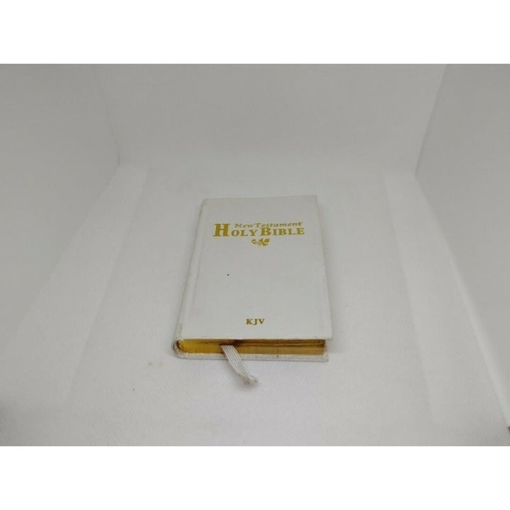 The Holy Bible KJV King James Version  White Leather Jesus Words In Red.